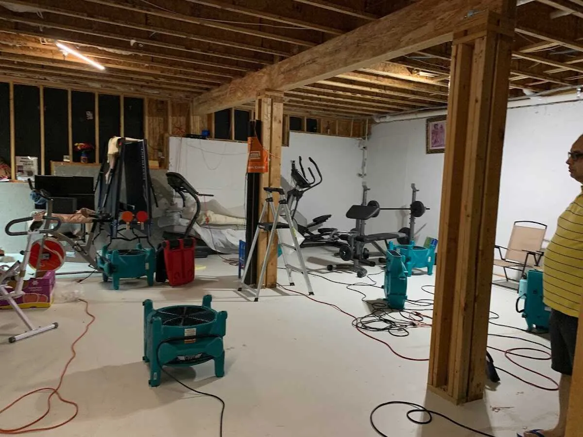 Basement drying equipment setup for Contents Cleaning & Restoration in Menasha